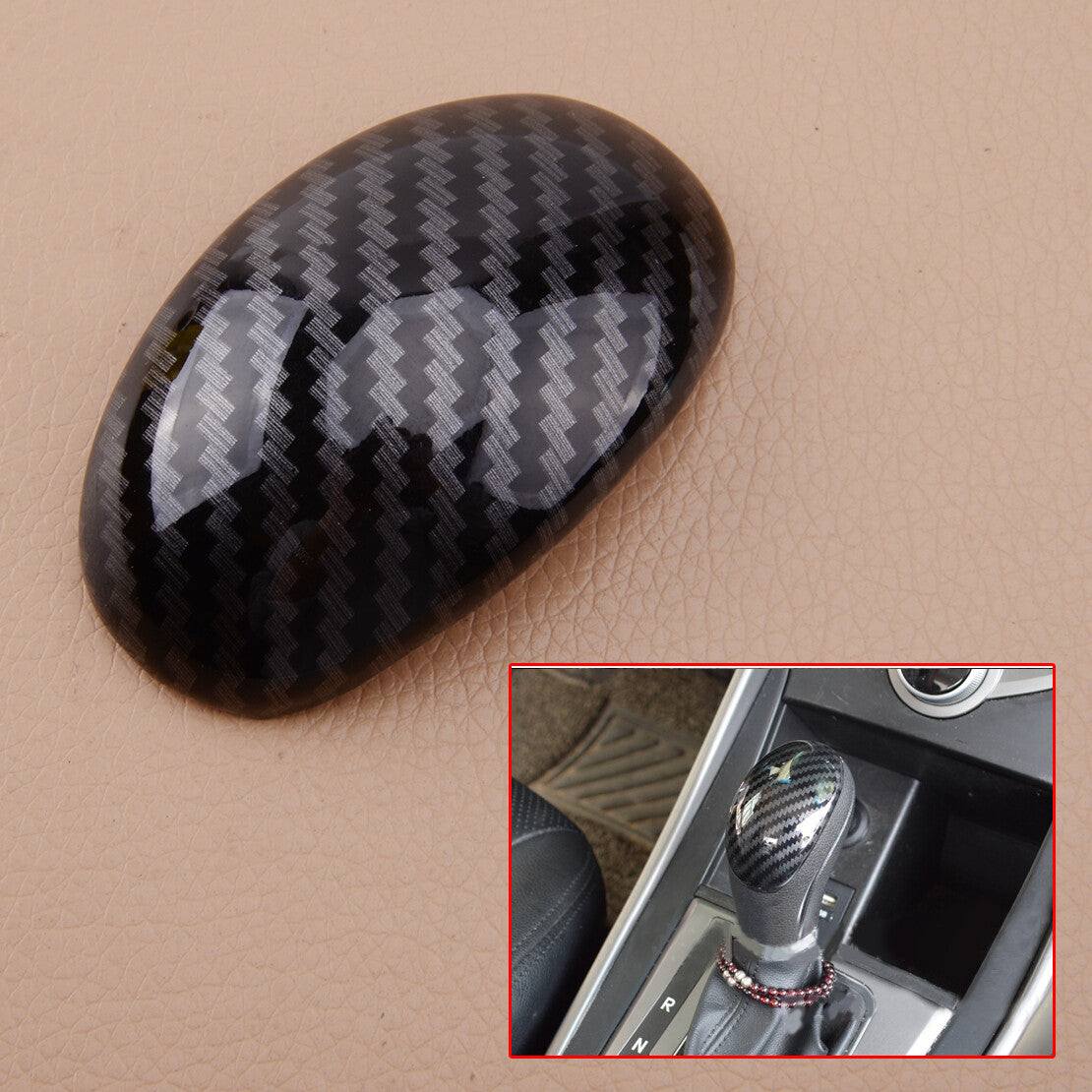 Carbon Fiber Interior Gear Shift Knob Cover Trim Fit for for Hyundai for Elantra 2011-16 v