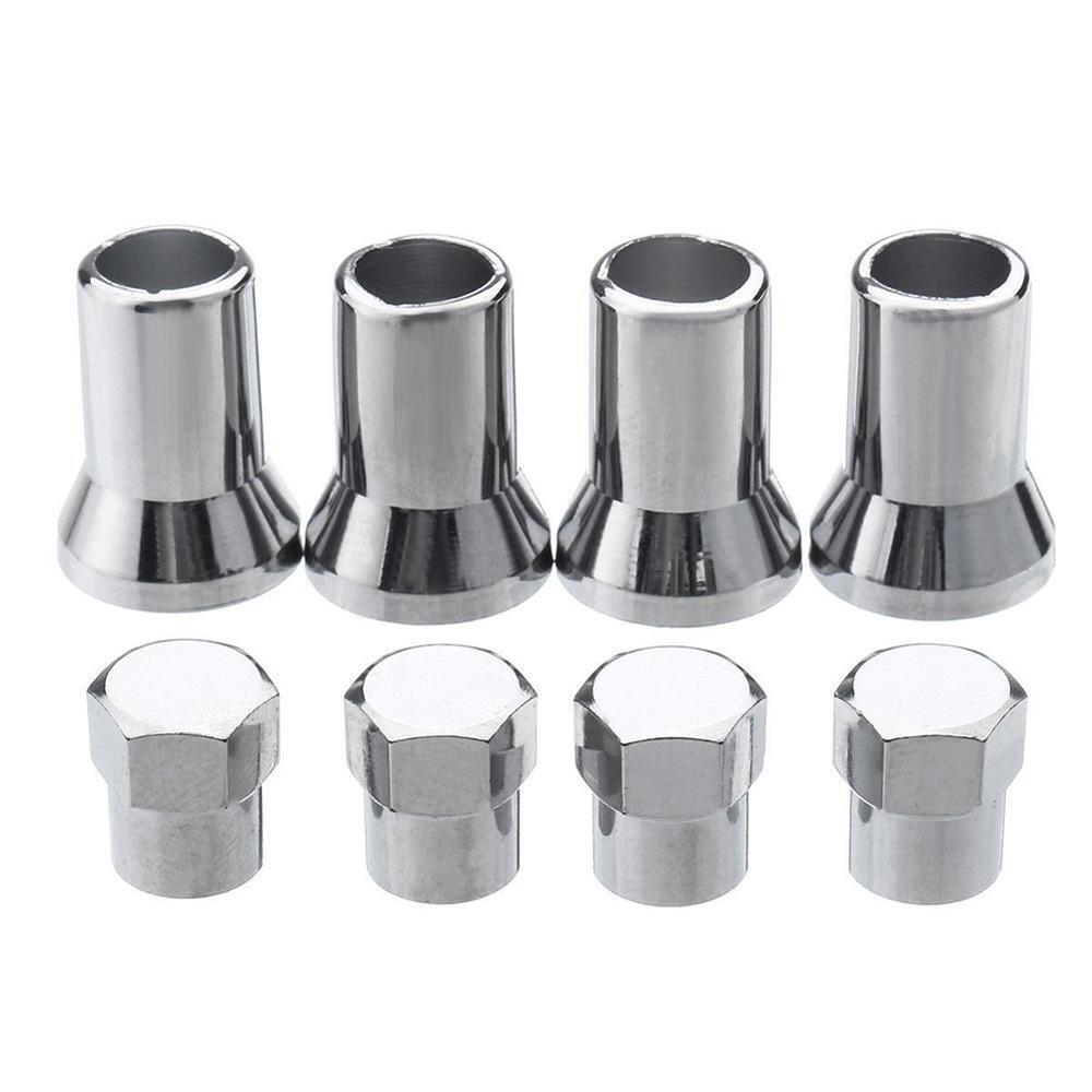 4x Silver Chrome Valve Stem Cap Cover Wheel Sleeve Slide Car/Truck/Bicycle Short