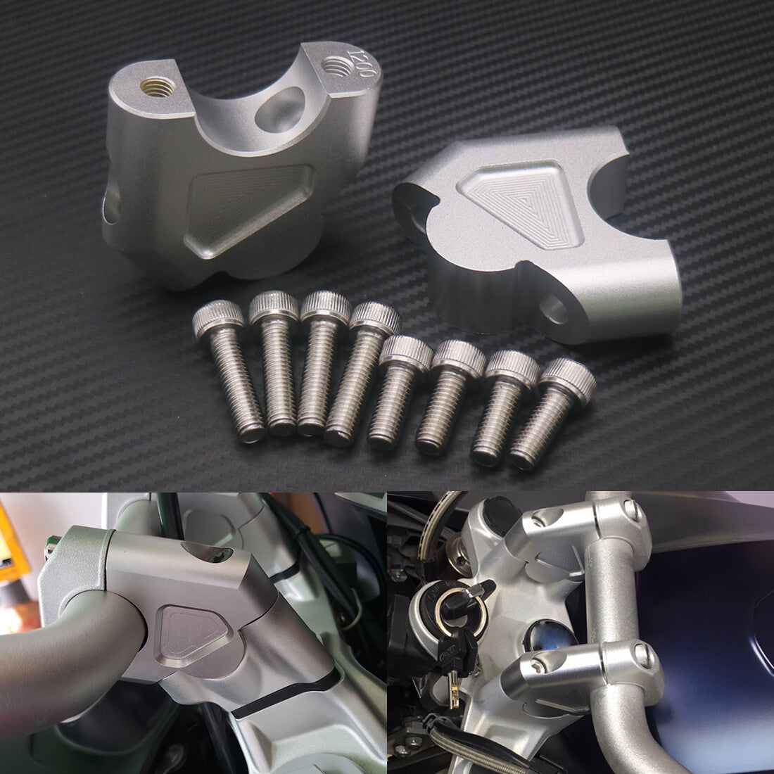 Silver 32mm CNC Machining Handlebar Riser Bar Clamp for BMW R1200GS LC ADV 14-18 Q