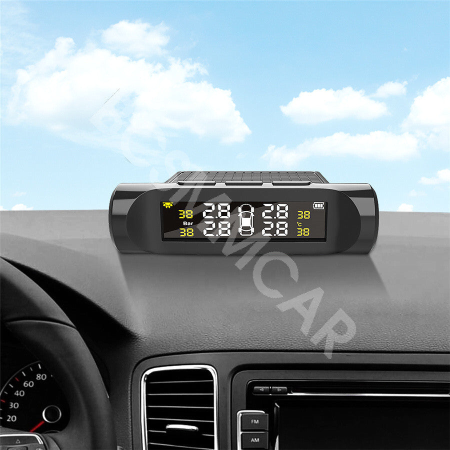 Wireless LCD TPMS Car Tire Pressure Monitoring System W/4 External Sensors