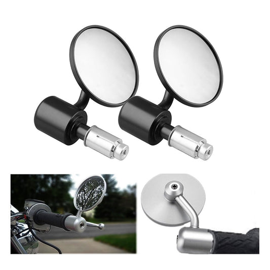 Black Round Rearview Handle Bar End 7/8 Side Mirrors for Motorcycle for Honda Q