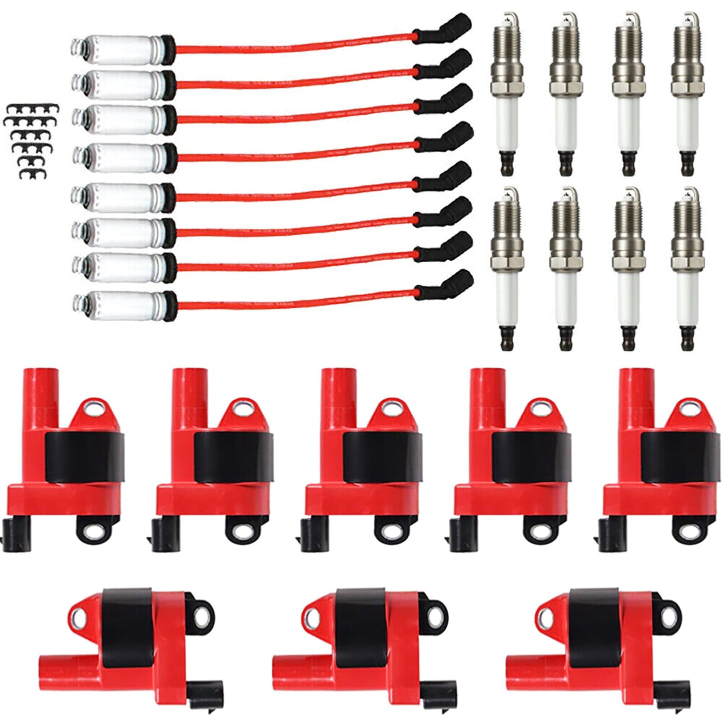 8PCS Ignition Coil+Spark Plug+Wire Accessories for Chevy Suburban 1500 2007-2012