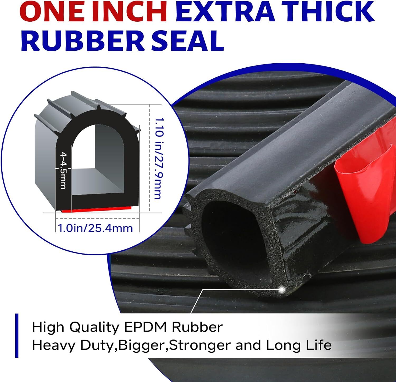 1-inch D-shaped 12-foot door rubber weatherstripping self-adhesive sound insulation sealant - n