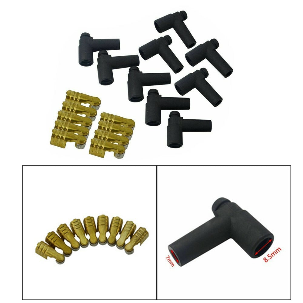 A set Universal 9Pcs Rubber Boots And The Distributor Terminals 8mm Spark Plug n