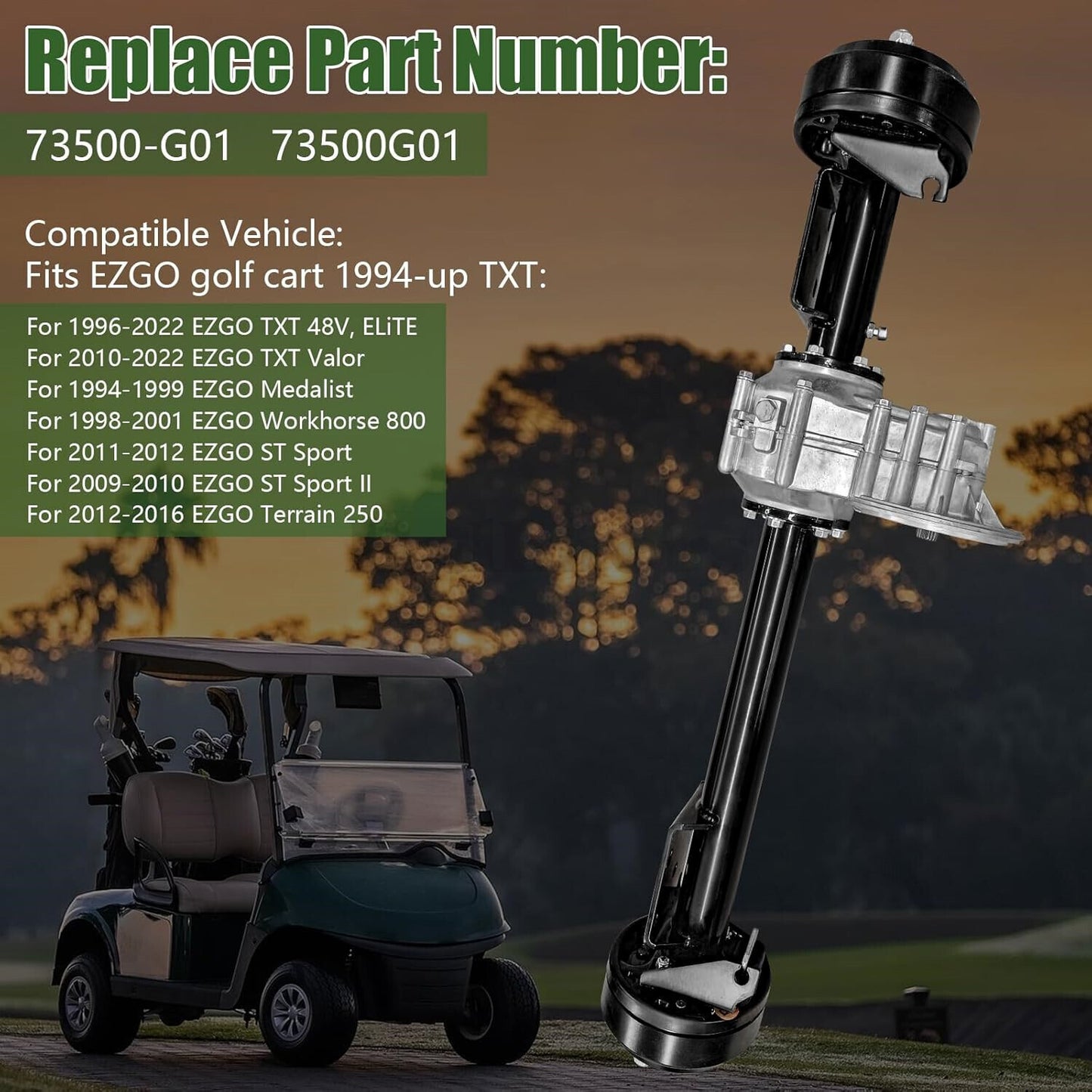 Rear Axle Housing Assembly for E-Z-GO TXT for Golf Carts 1994-2022 12.44:1 73500-G01 Q