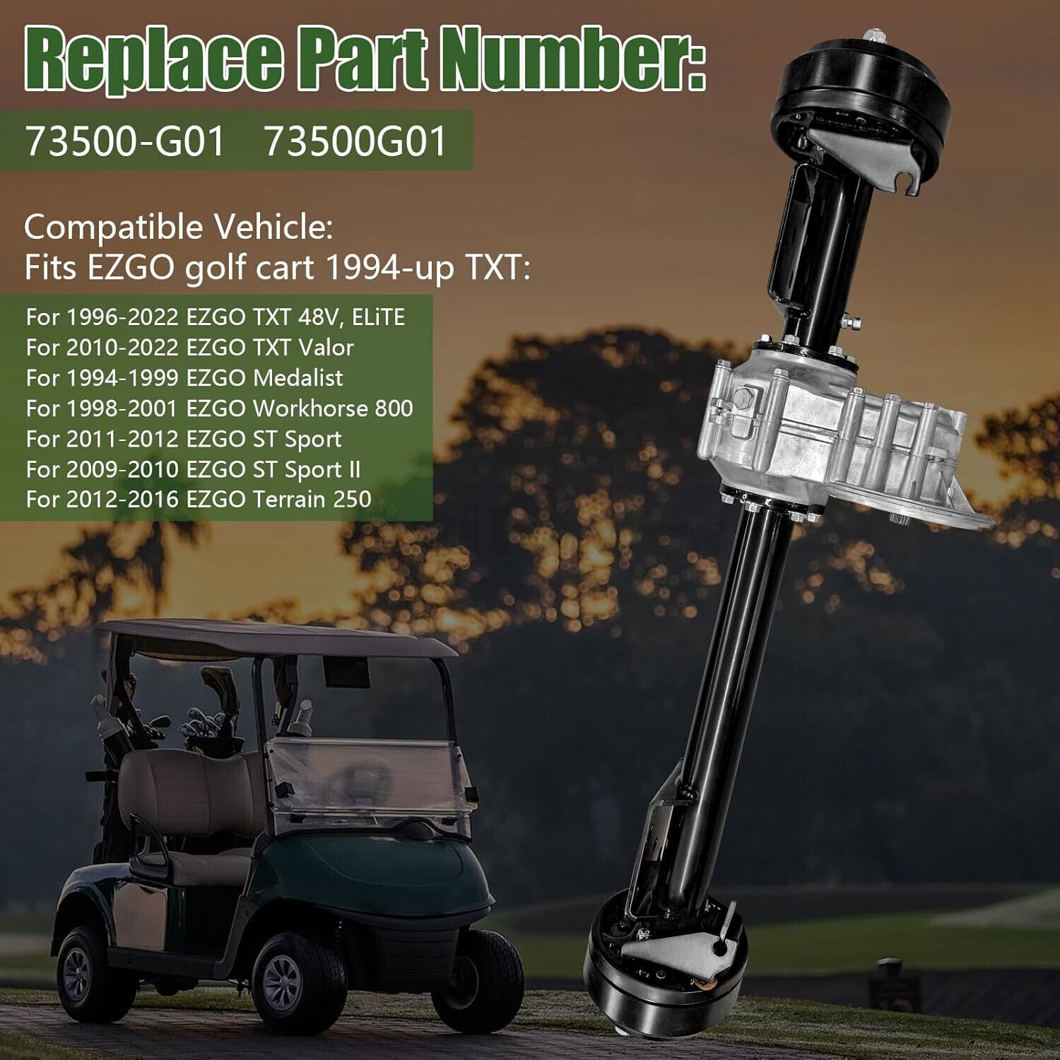 Rear Axle Housing Assembly for E-Z-GO TXT for Golf Carts 1994-2022 12.44:1 73500-G01 Q