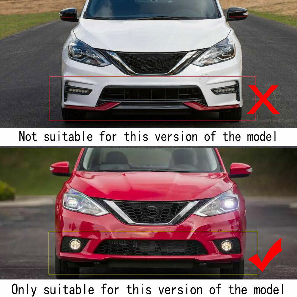 3P ABS Gloss black Front Bumper Lip cover Spoiler Guard for Nissan Sentra 16-19