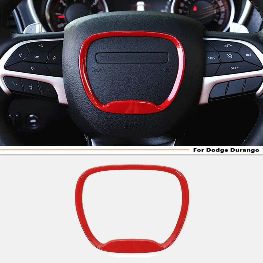 For 2014 - 2024 for Dodge Durango Red Interior Steering Wheel Center Ring Cover Trim