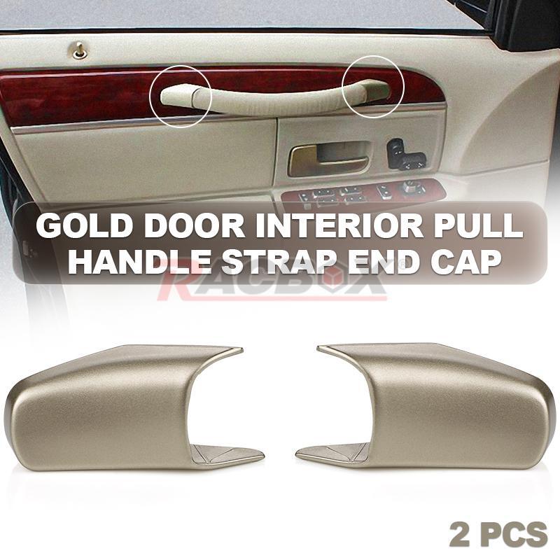Set of 2pcs Gold Door Pull Strap End Caps Fit for Lincoln Town Car 2003-2011