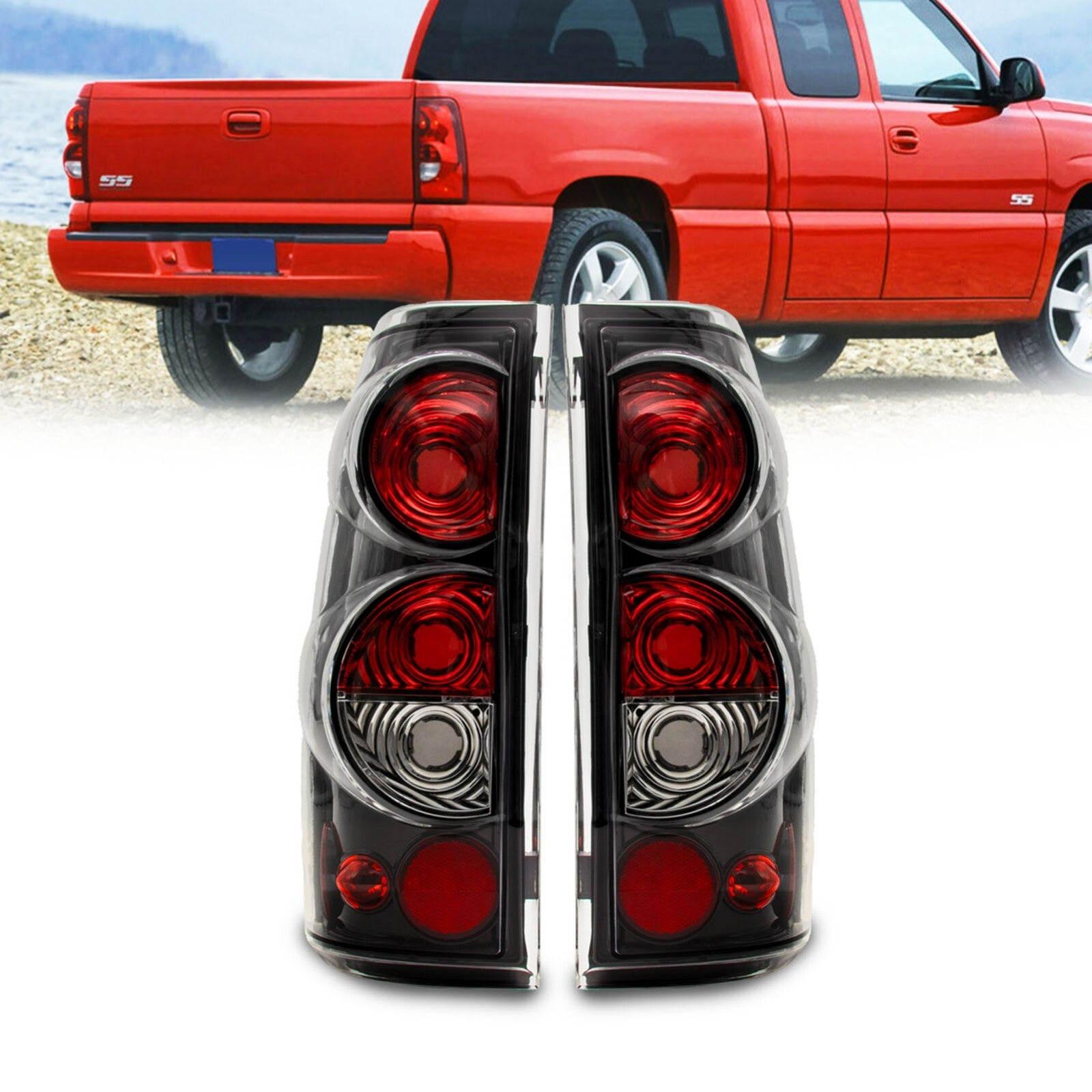 Tail Lights Pair for 1999 - 2006 for Silverado 1500 2500 3500 99-03 for GMC for Sierra - v