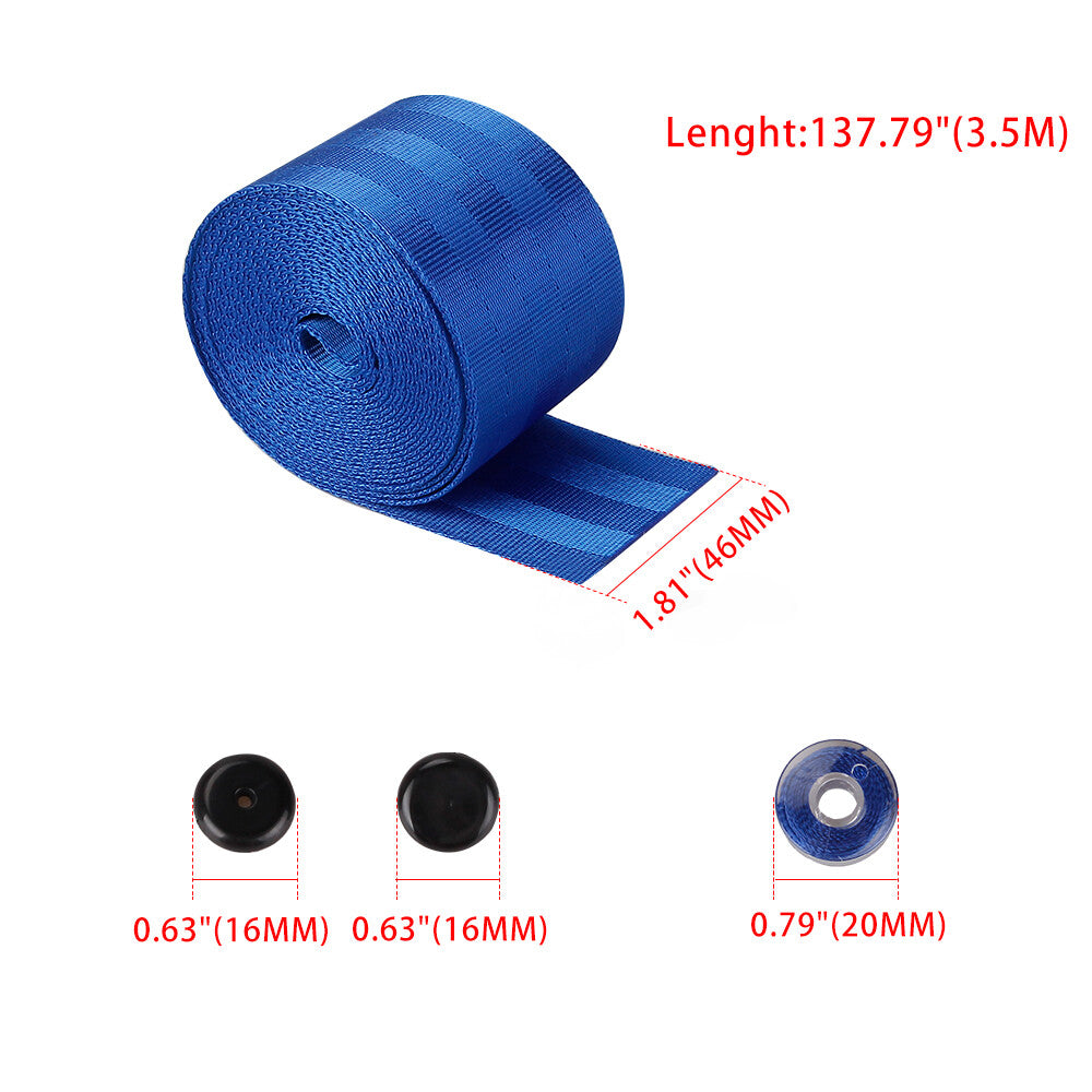 3.5M for Seat Belt Webbing Polyester for Seat Lap Retractable Nylon Safety Strap Blue