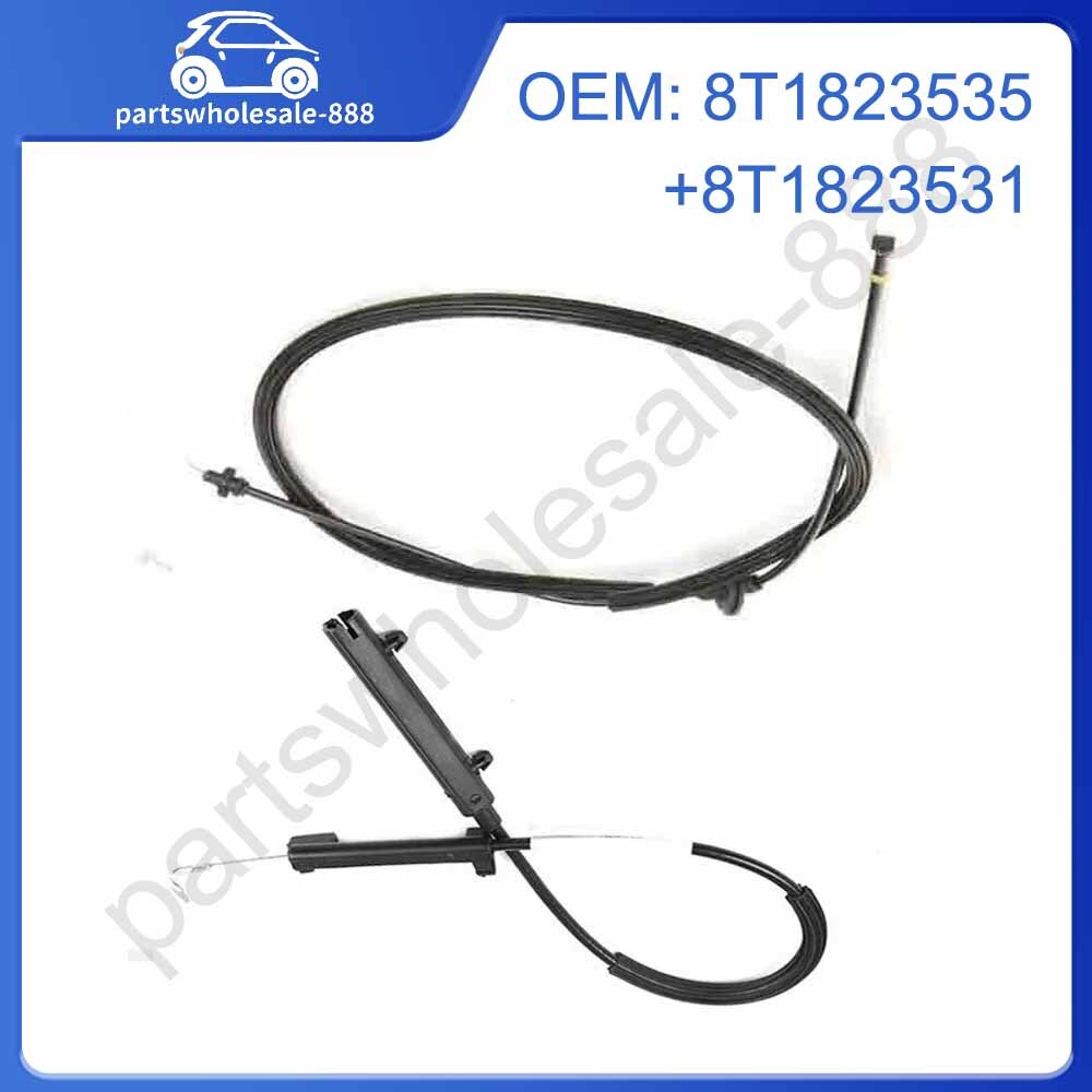 Rear+Front for Audi A4 A5 Hood Latch Release Cable Line Lock 8T1823535 8T1823531