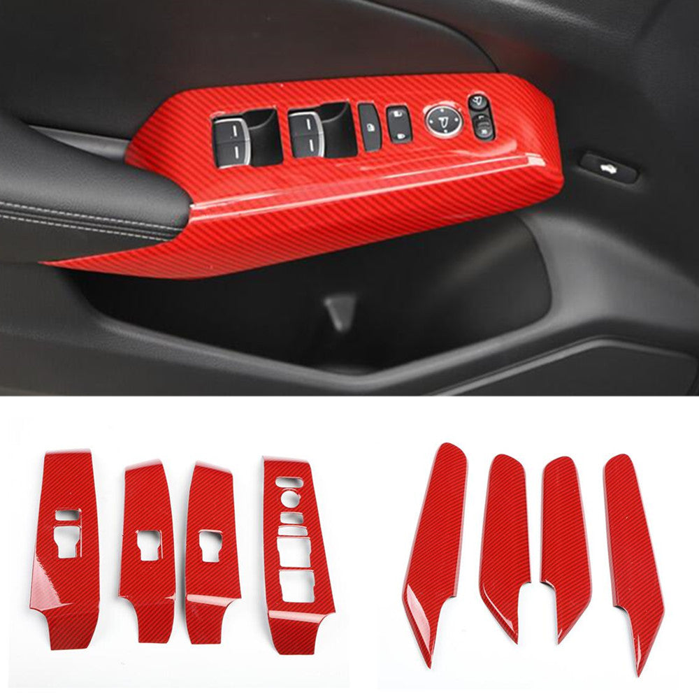 22for Honda for CIVIC Full Interior Console Decor Cover 22-25 Trim Red Carbon ABS B n