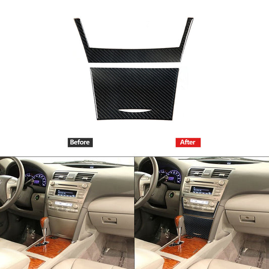2Pcs Red Gear Shift Box Panel Trim Cover Carbon Fiber for Chevy Impala 2014-2020 v