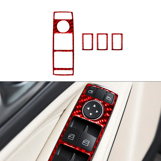 4X Red Window Button Trim for Mercedes-Benz CLA GLA 2014-2018