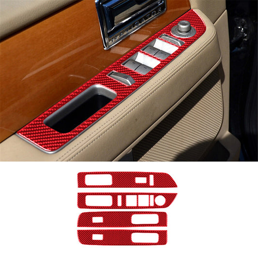 Red Carbon Fiber Window Control Cover Trim for Lincoln for Navigator 2007-2014