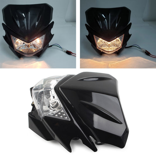 Universal Motorcycle Fairing Headlight Lamp Hi /Lo for Street Fighter Dirt Bike Q