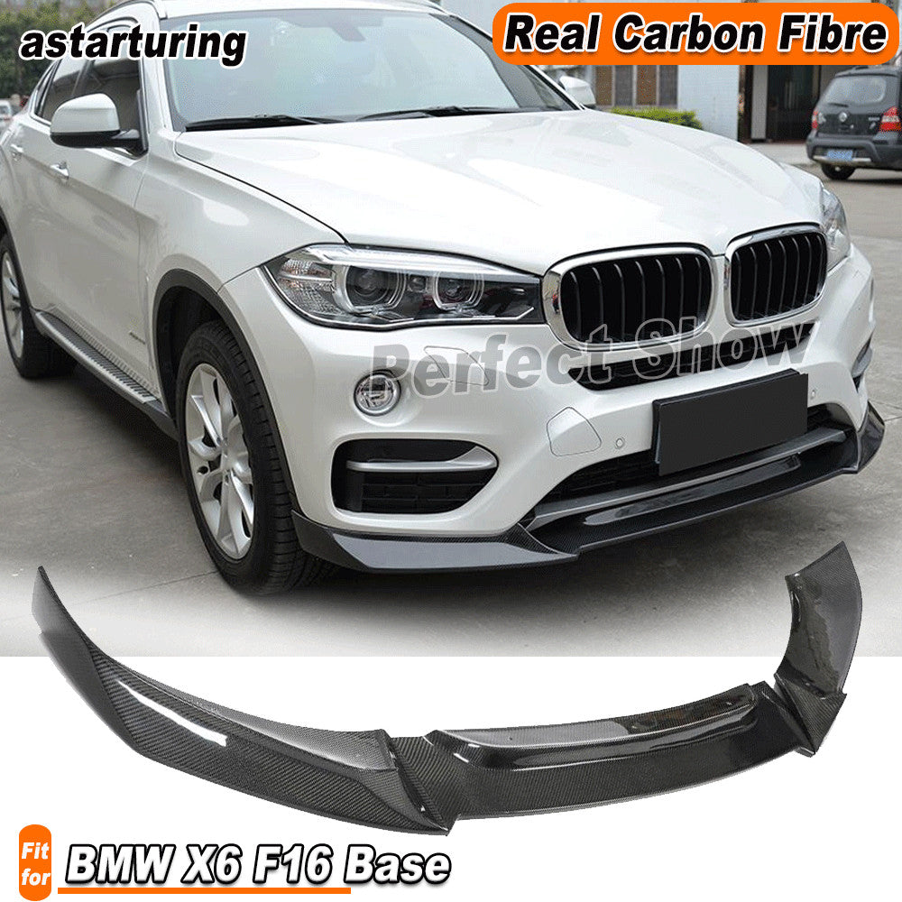 Fit for BMW X6 F16 Base 2015-18 REAL Carbon Fiber Front Bumper Spoiler Chin Lip