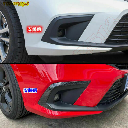 4X for Honda for Civic 2022-2023 Carbon Fiber Grain Fog Light Lamp Cover Trims ABS