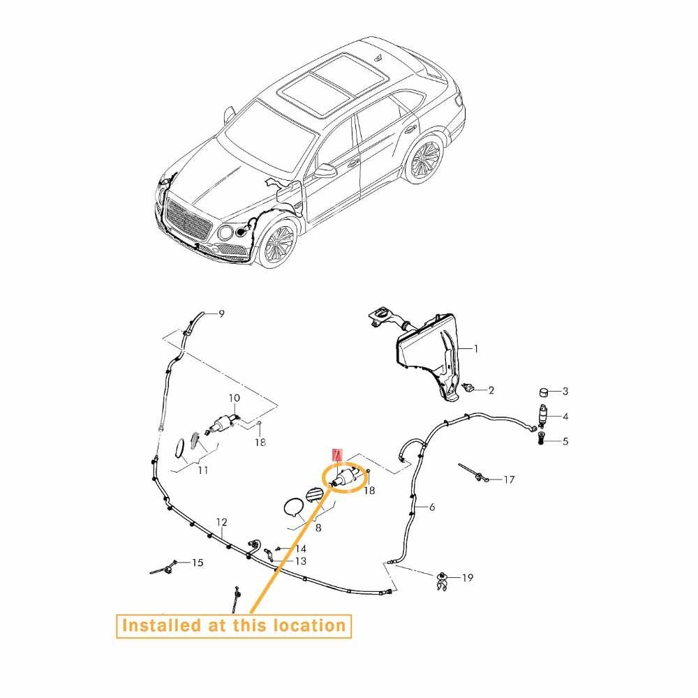 Suitable for Bentley for Bentayga left front light washing machine nozzle P/N 36A955101A