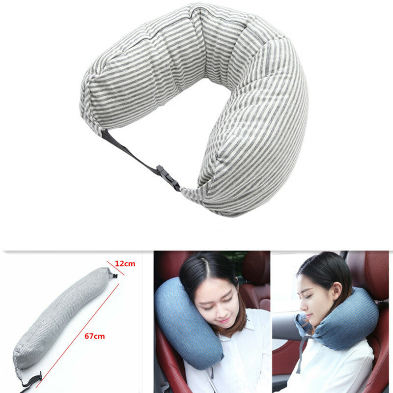 Gray/White Soft Twist Bendable Neck Lumbar Roll Support Car Travel Rest Pillow