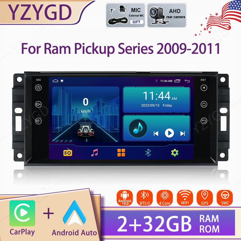 for Ram Pickup Series 2009-2011 Android Auto Carplay Car Stereo Radio Screen GPS