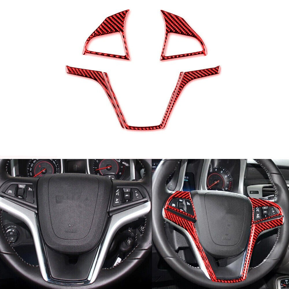 5x Red Carbon Fiber Steering Wheel Cover Trim For Camaro 2010-2015 New n