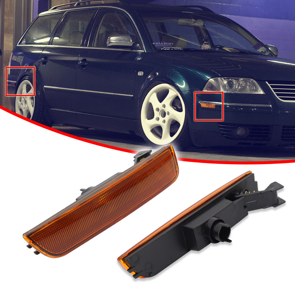 For 2001 - 2005 for VW for Passat B55 Amber Front Bumper Side Marker Light Housing Kit - v