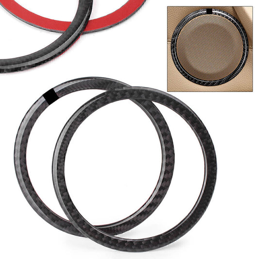 Pair Carbon Fiber Door Speaker Loud Cover Sticker Trim Fit for BMW E90 3 Series E84