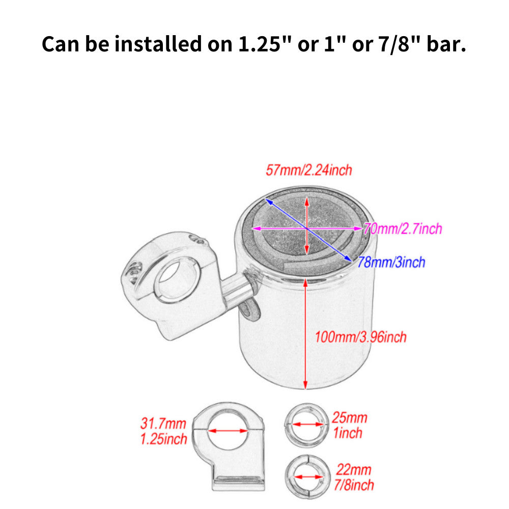 Universal 7/8 inch/1.25 inch handlebar cup holders suitable for Harley-Davidson touring (chrome plating) n