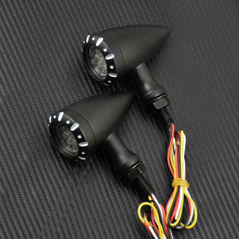 10mm Black LED Brake Blinker Light Turn Signal Fit for Harley Cruiser Chopper Q