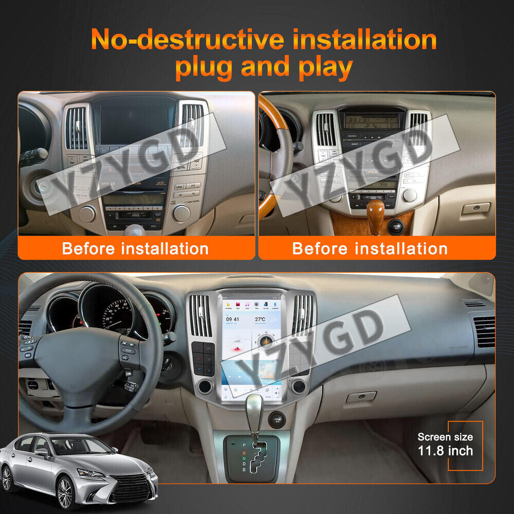 for Lexus RX300 RX330 RX350 RX400H 2004-2008 2Din Car Radio CarPlay Receiver GPS