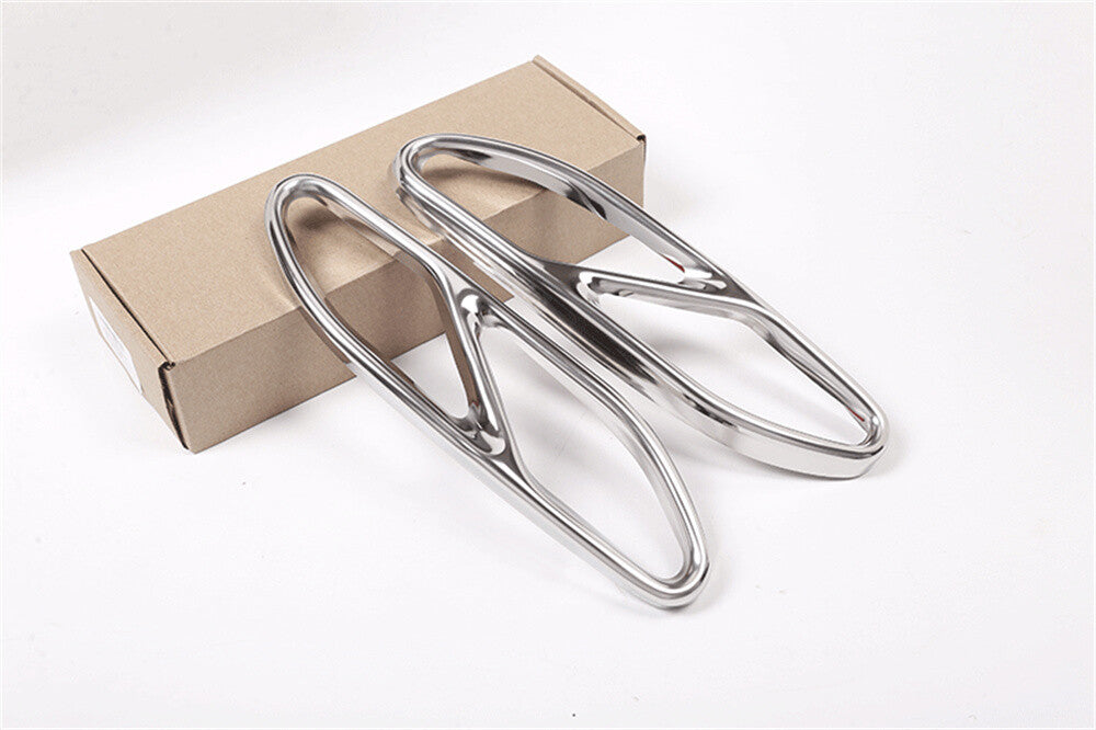 Steel Silver Exhaust Muffler Tail Pipe Trim for Mercedes-Benz S Class W222 2018+