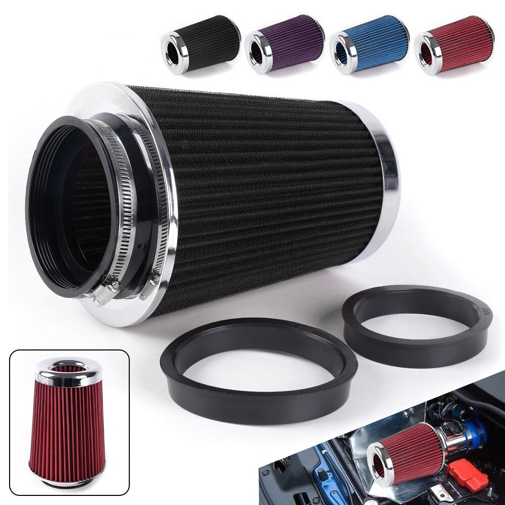 Universal Clamp On Cone High Flow Air Intake Filter 9 Tall 3 3.5 4 Inlet Q