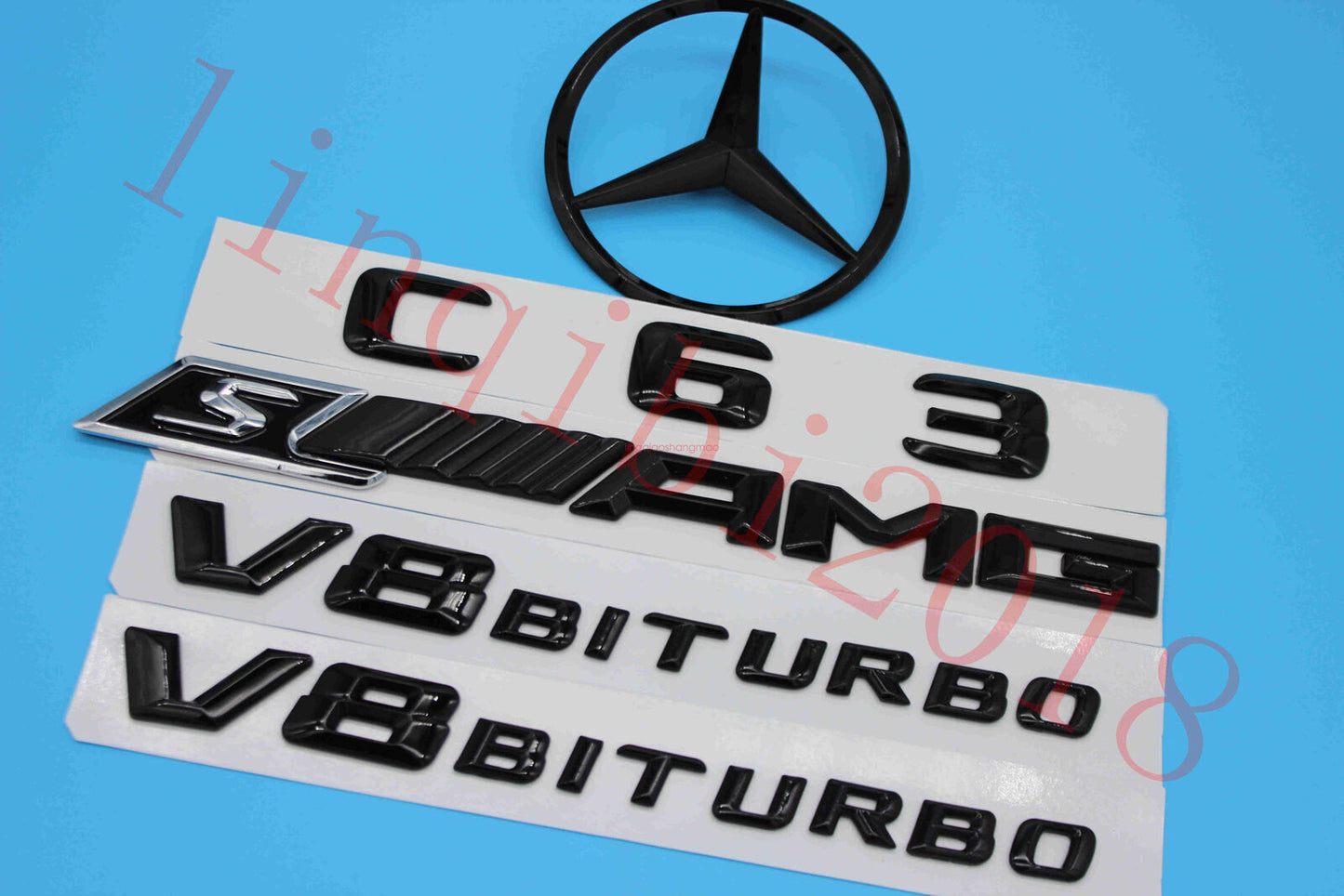 Gloss Black Trunk Logo Sticker Decal Badge Pack C63 for W204 Class C