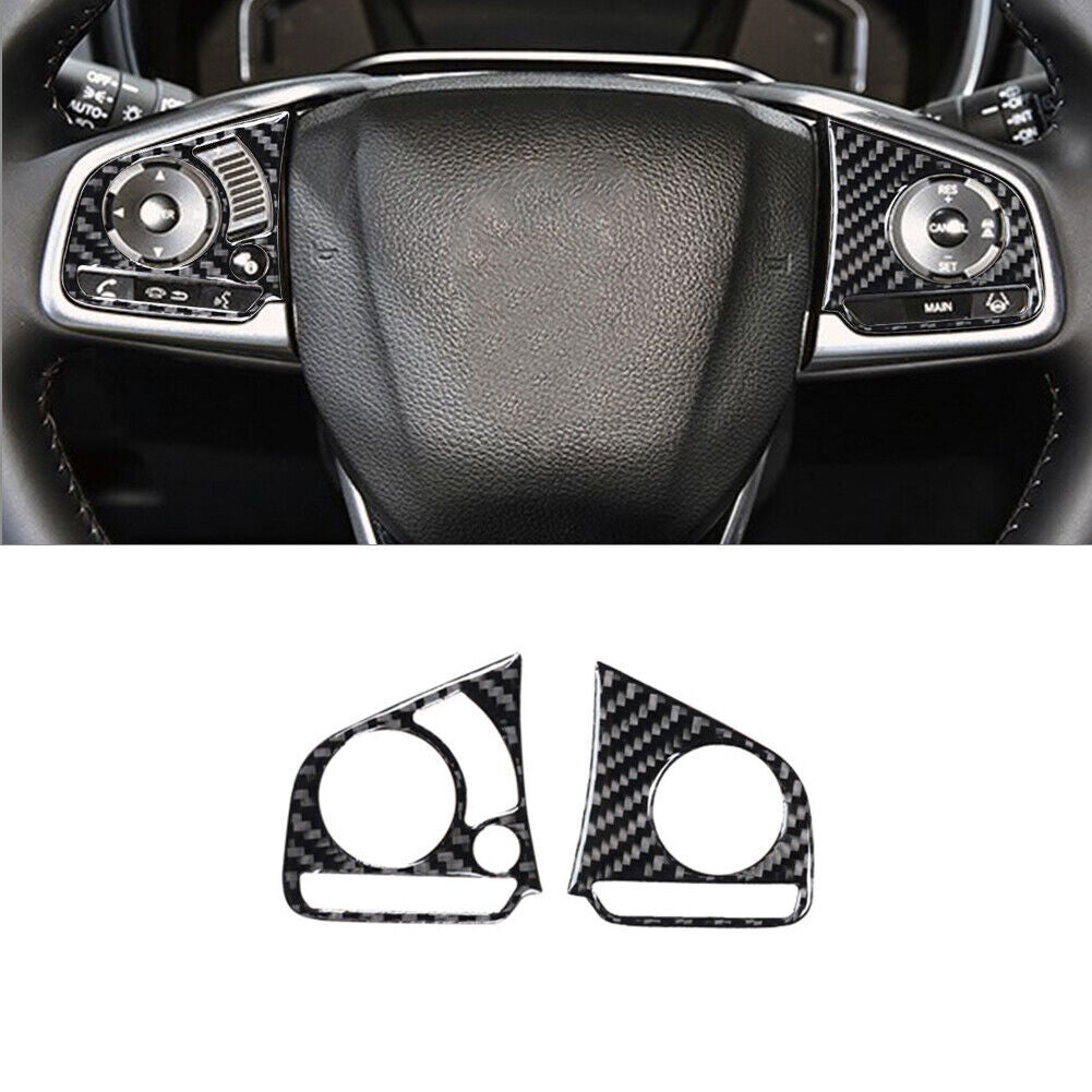 for Honda CR-V 2017-2021 Carbon Fiber Interior Steering Wheel Button Cover Trim