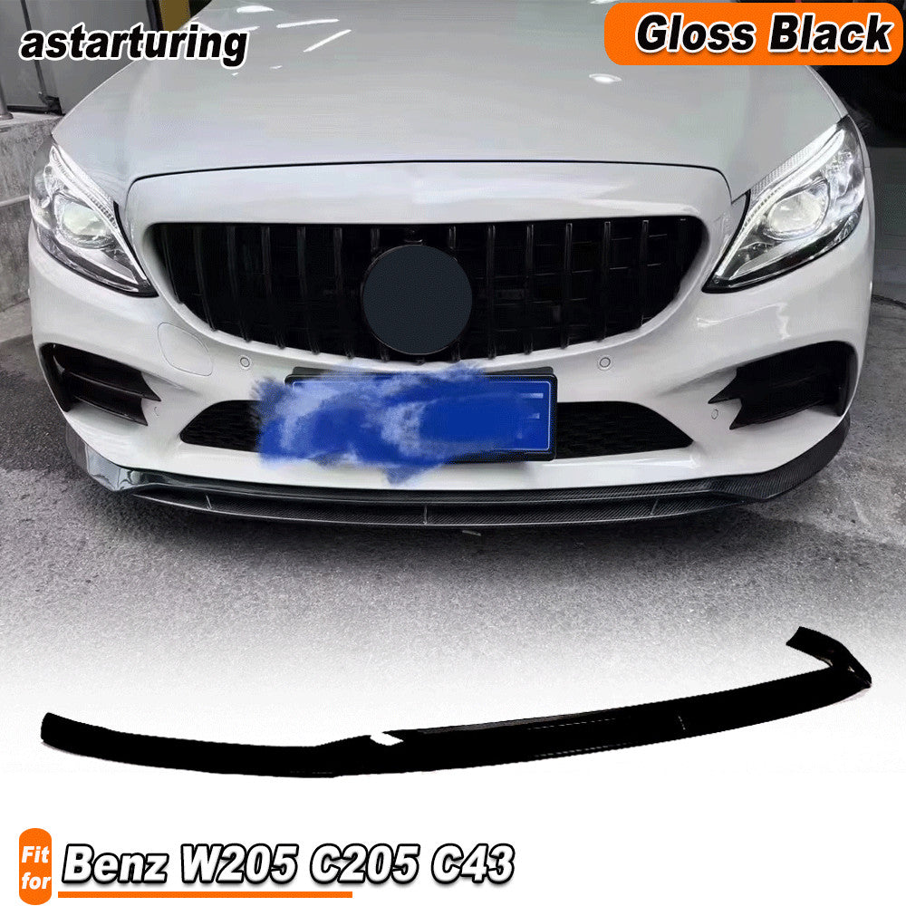 for Benz W205 C205 C43 2019-2021 Gloss Black Front Bumper Lip Spoiler Splitter