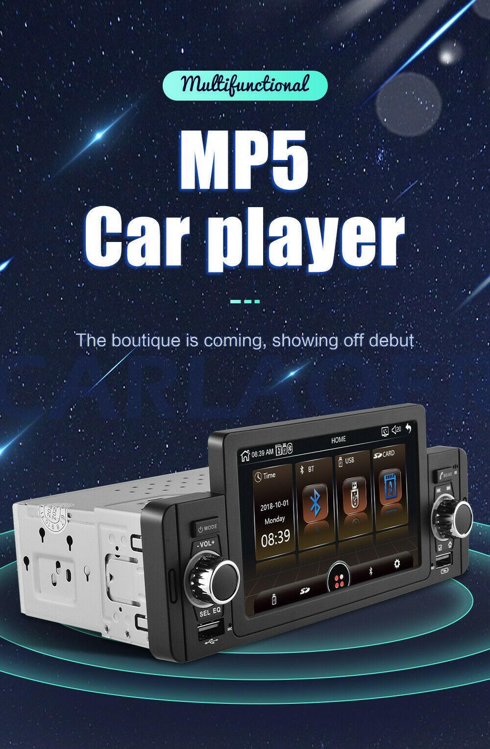 5-inch touchscreen single DIN car radio MP5 player with dual USB Bluetooth mirror connection - n
