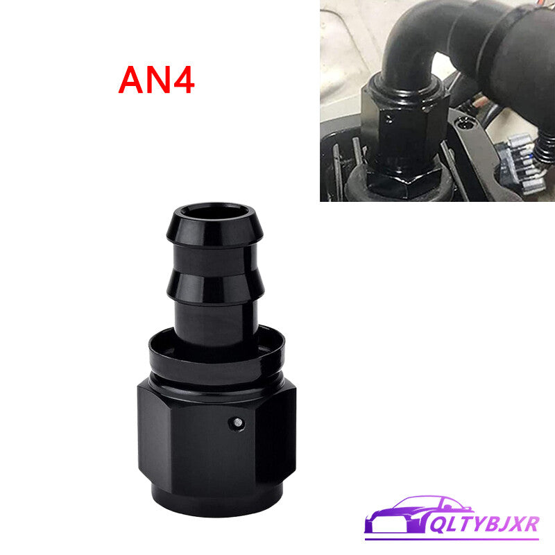 4AN AN4 Straight Push-On Hose End Fittings/Adapters Push Lock Barb Black