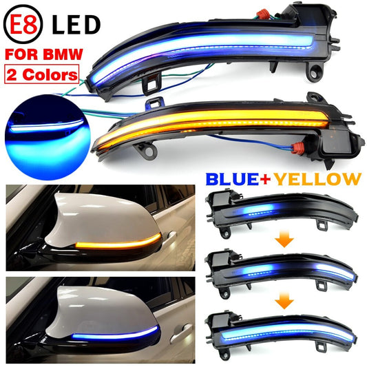 2pcs LED Dynamic Side Mirror Turn Signal Light Assembly Blue for BMW F20 F30 F21