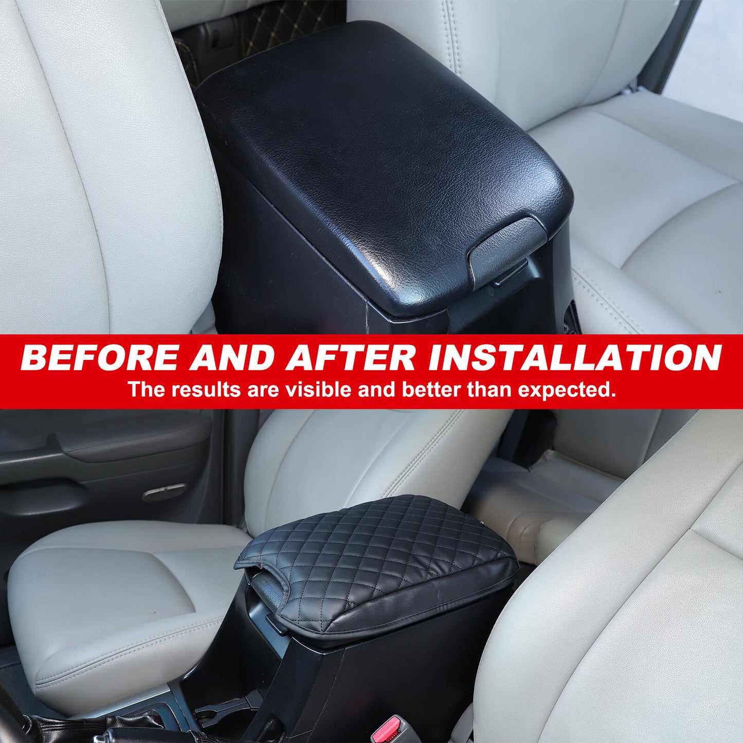 Leather center console armrest cover for Land Cruiser Prado FJ120 (2003-09-) n