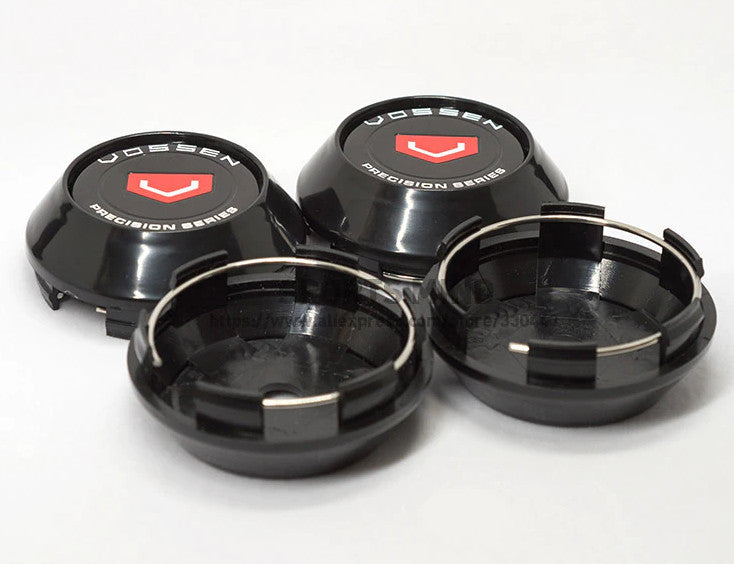 4x60 mm Rays Wheel Center Cap Hubcap Rim Cap Emblem Black Red - v