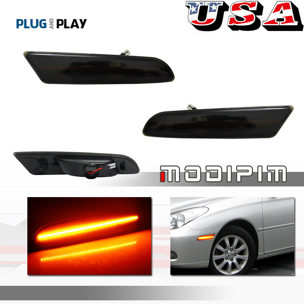 2-Pack Smoked Lens Amber LED Side Marker Lights for Lexus 5th Generation for ES Models