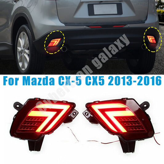 Pair for MAZDA CX-5 CX5 2013-2016 RED LED Rear bumper brake turn signal