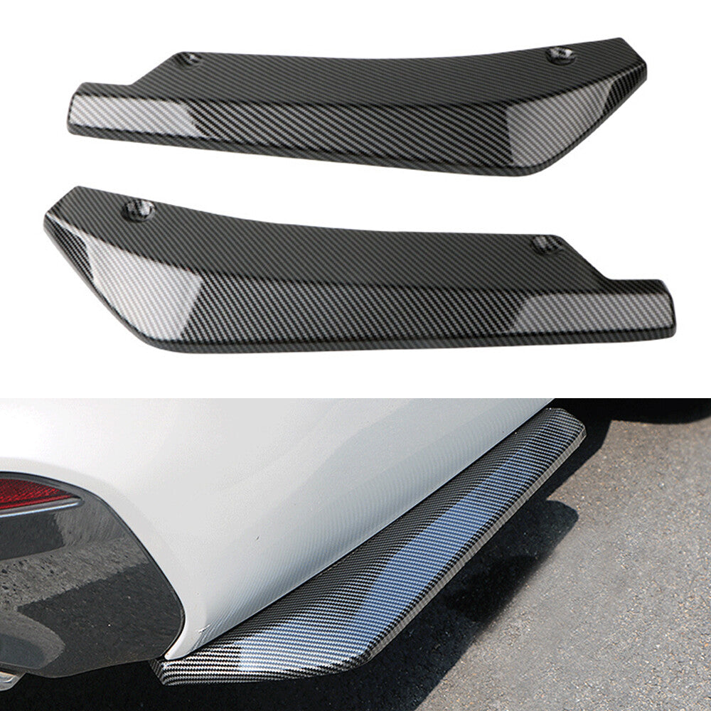 Carbon Fiber Black Rear Bumper Lip Diffuser Splitter Canard Protector Universal