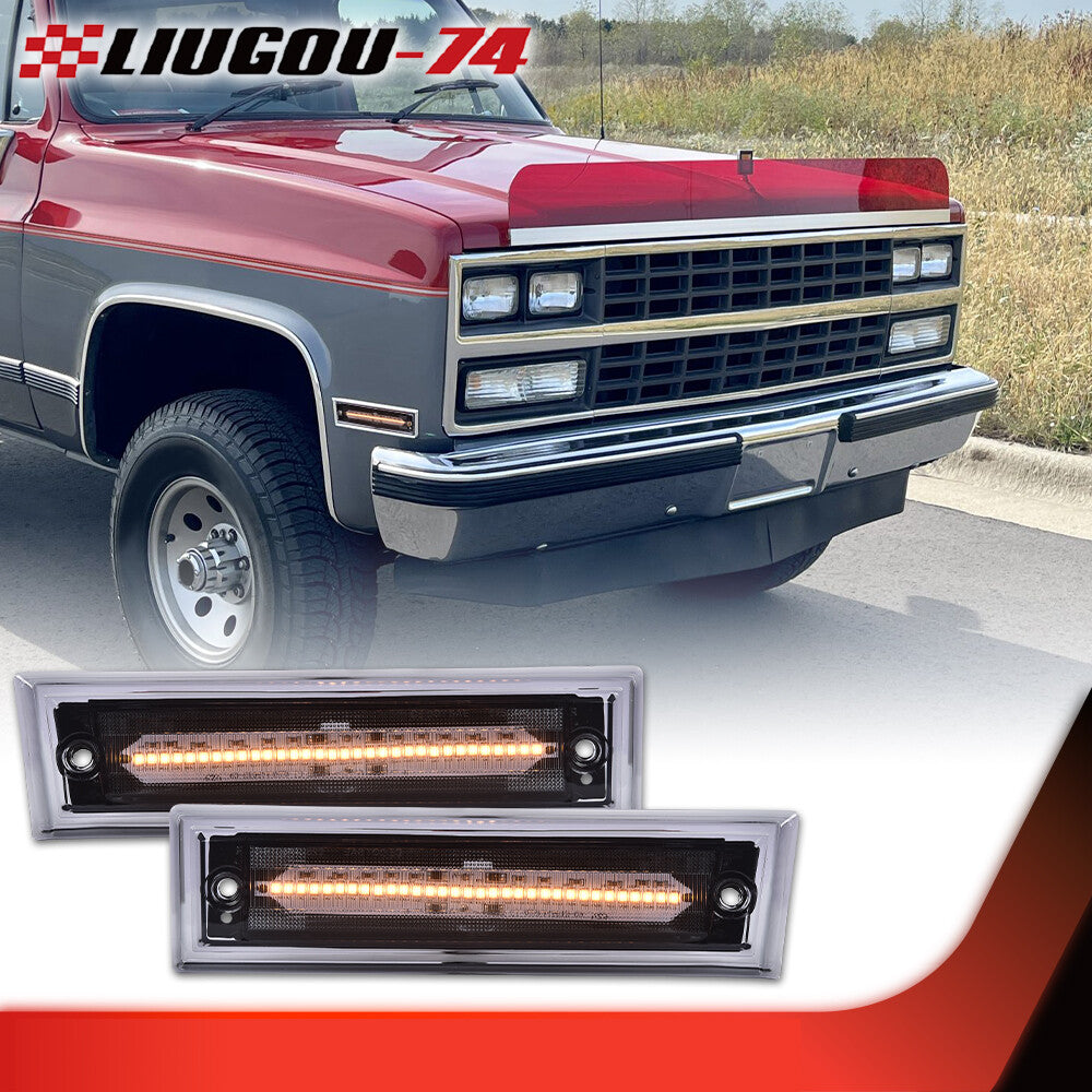 Amber LED front marker light smoked lens suitable for 81-91 C10 C20 C30 for GMC - v