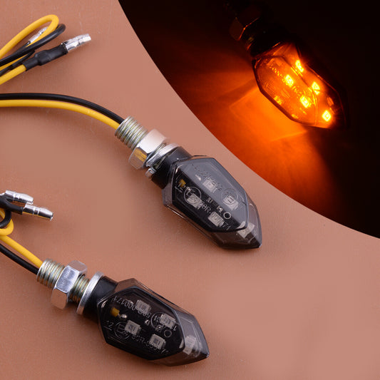 2pcs for Mini LED Motorcycle Turn Signal Indicator Light Amber Lamp Universal v