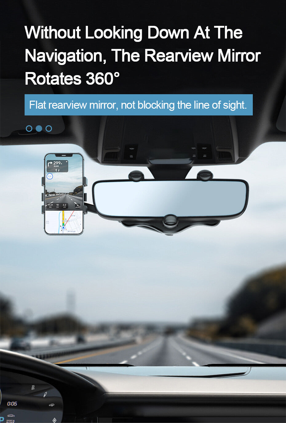 360¡ã Rotation Car Rear View Mirror Mount Stand GPS Cell Phone Holder Clamp