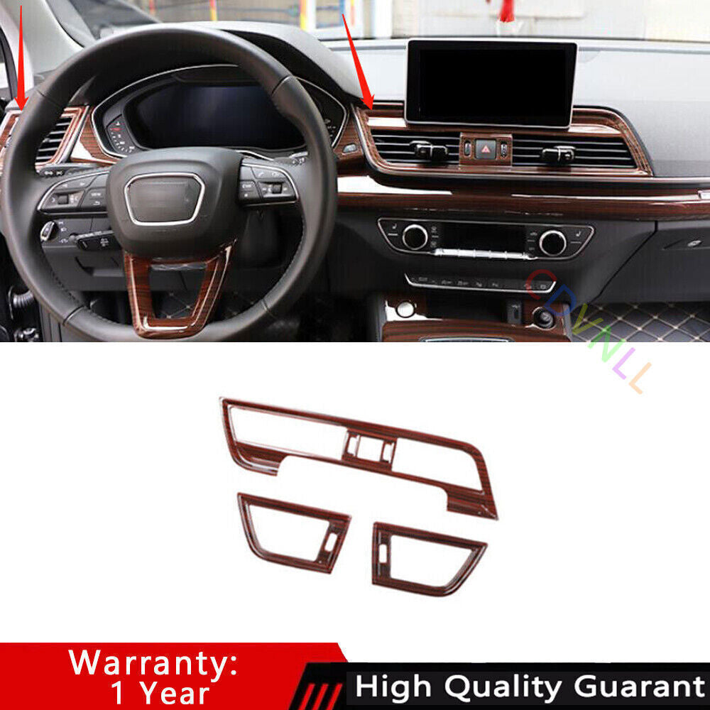 for Audi Q5 2018-2024 Red Wood Inner Grain Middle Air Outlet Vent Cover Trim 3P