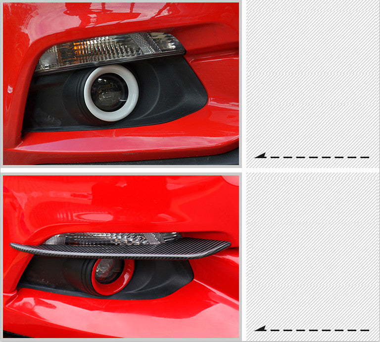 Pair Carbon Fiber Front Fog Light Lamp Cover Trim for Mustang 2015-2017 v